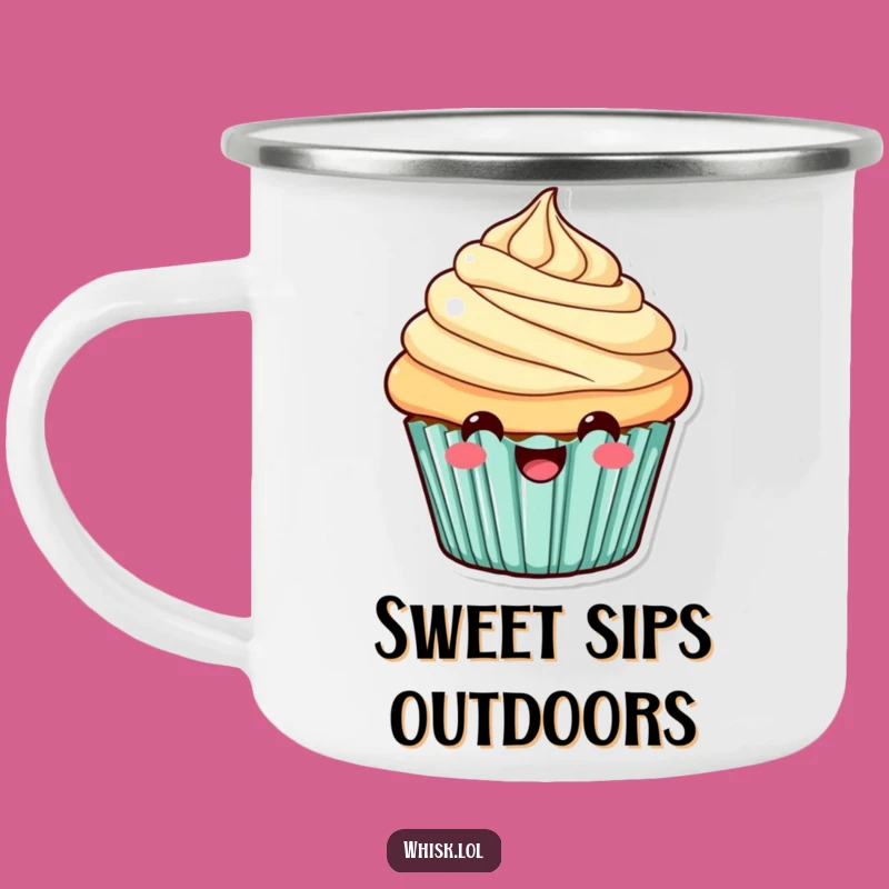 Funny Cheerful Cupcake Camping Mug: Enjoy Hot Drinks with a Smile Outdoors, Perfect Gift!