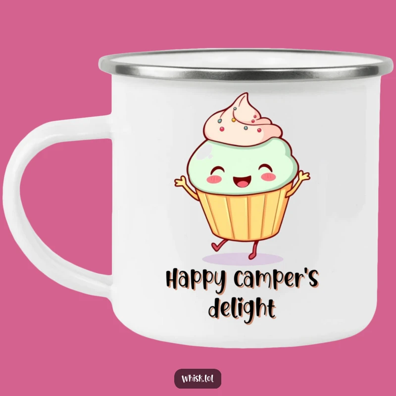 Funny Cupcake Camping Mug: Enamel Dancing Cupcake Mug, Hilarious Dessert Design, Perfect Funny Gift