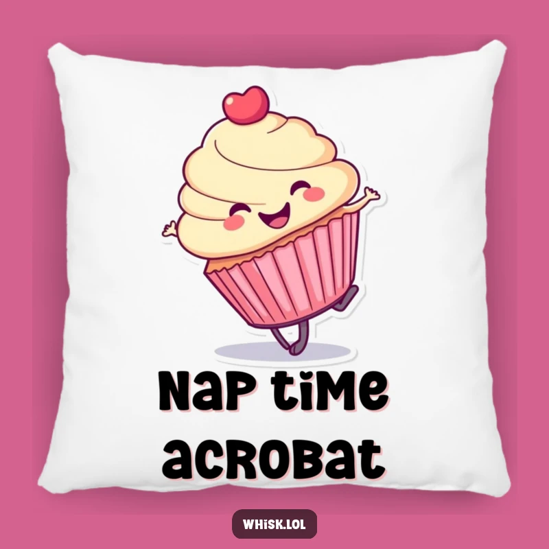 Funny Cupcake Cartwheel Pillow: Cuddle Up with Cheerful Fun