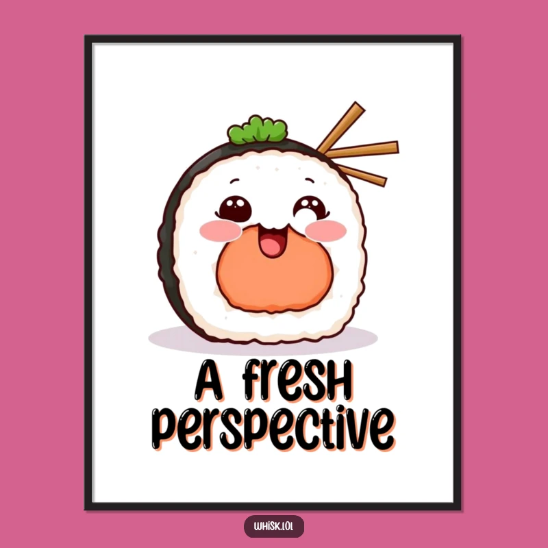 Funny Grinning Sushi Digital Art: Instantly Add Fun with this Funny Gift!