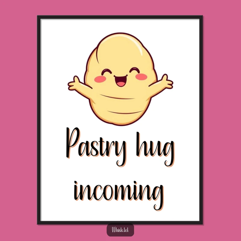 Funny Hugging Croissant Digital Art: Instantly Add Warmth with this Funny Gift!