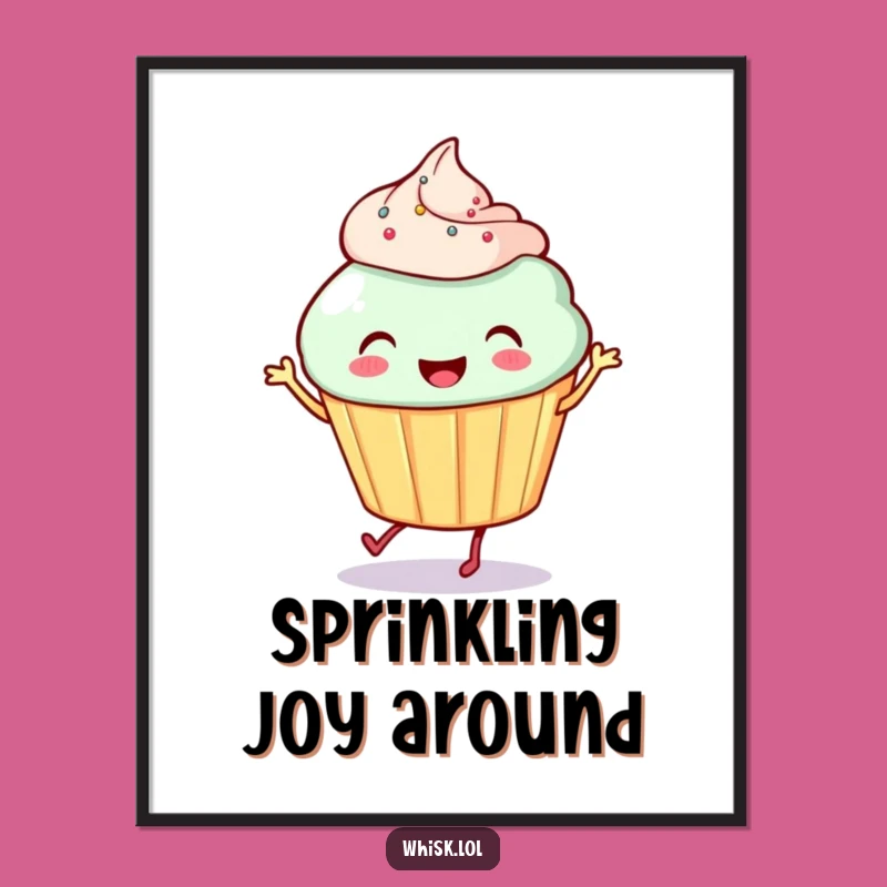 Funny Cupcake Jig Digital Art: Printable Wall Art, Hilarious Dancing Dessert Design, Instant Funny Gift
