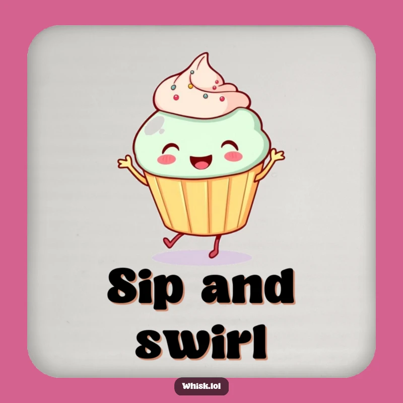 Funny Cupcake Drink Coaster: Protect Surfaces with Hilarious Dancing Dessert Art, Great Funny Gift