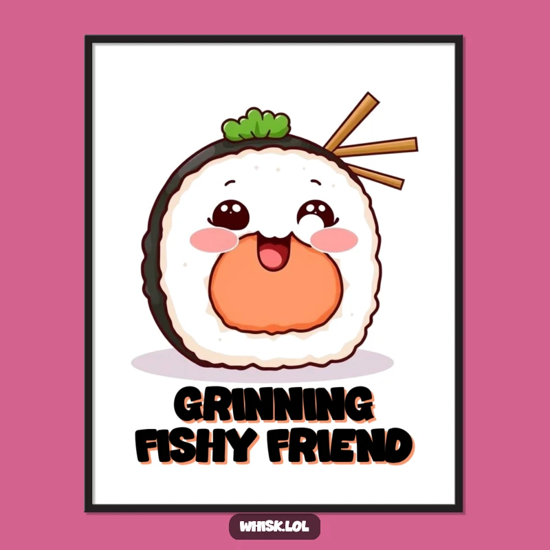 Funny Grinning Sushi Poster: Decorate Your Walls with Japanese Fun, Perfect Funny Art Gift!