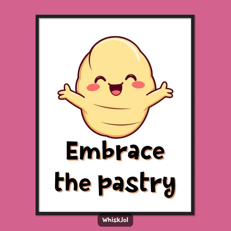 Funny Hugging Croissant Poster: Decorate with Delicious Hugs, Perfect Funny Art Gift!