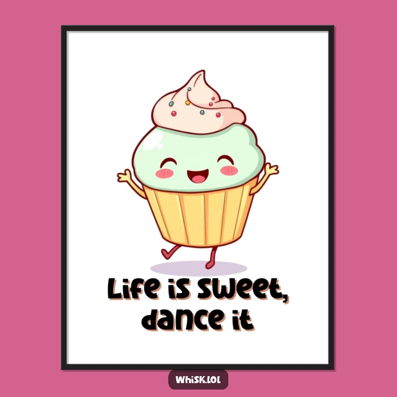 Free Printable Wall Art: Dancing Cupcake Art, Humorous Downloadable Decor