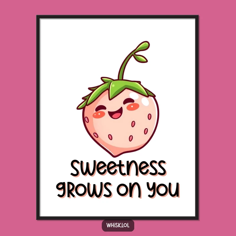 Funny Free Printable Wall Art: Giggling Strawberry, Whimsical Spin Downloadable Decor