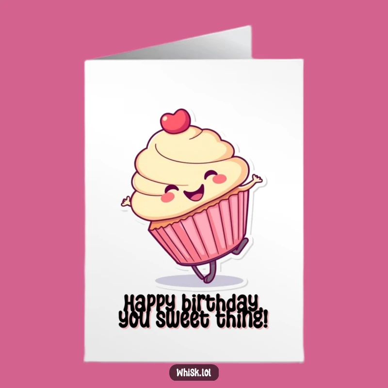 Free Printable Cupcake Birthday Card: Cartwheeling Joy, Funny Downloadable Gift!