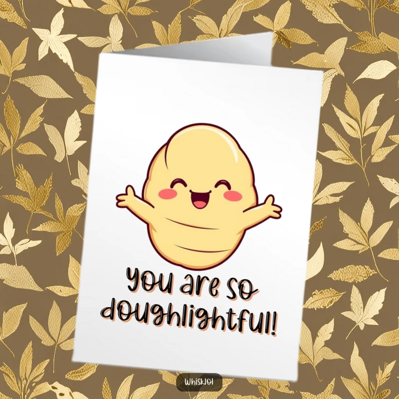 Funny Free Printable Congratulations Card: A happy croissant with outstretched arms, giving a big, warm hug.
