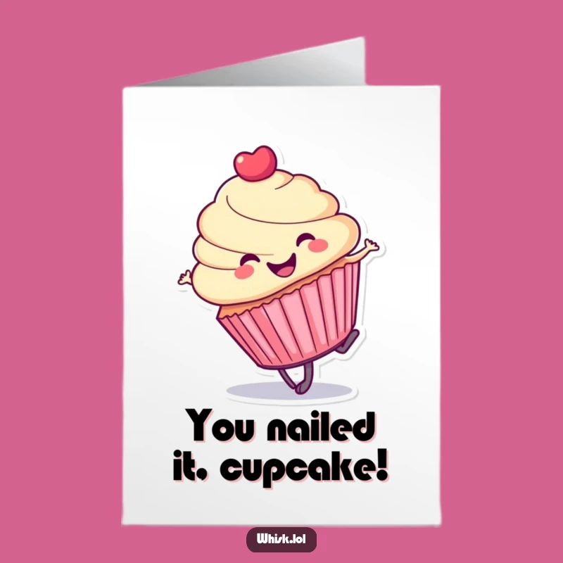 Free Printable Cupcake Congrats Card: Cartwheeling Success, Humorous Downloadable Gift!