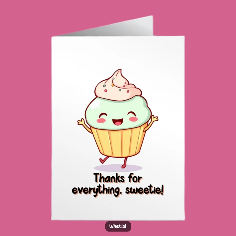 Free Printable Thank You Card: Cupcake's Grateful Dance, Cheerful Downloadable Gift