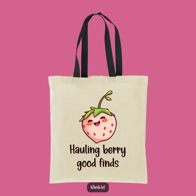 Funny Giggling Strawberry Tote Bag - Spin Your Way Through the Day, Cute Funny Gift