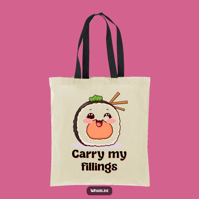 Funny Grinning Sushi Tote Bag: Carry Your Essentials with a Smile, Perfect Funny Gift!